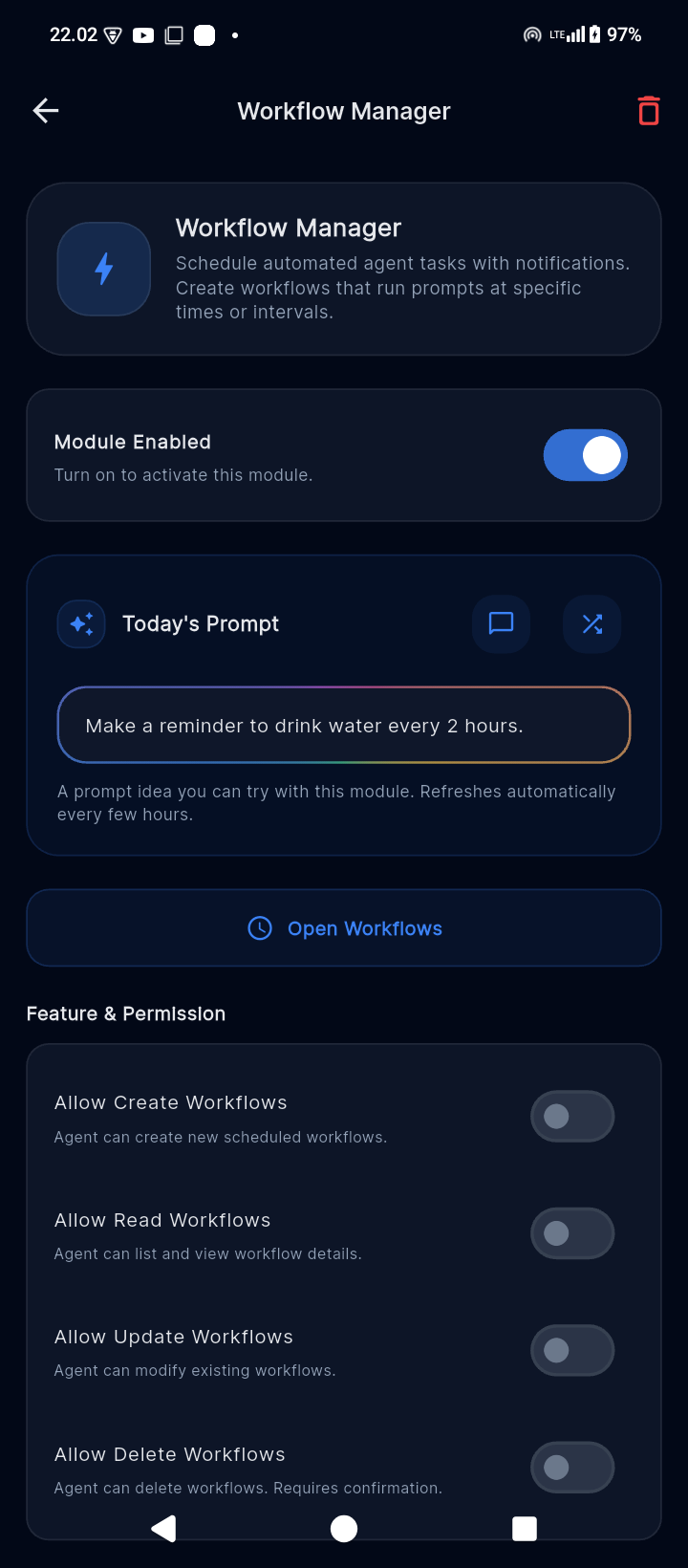 Workflow module permission controls